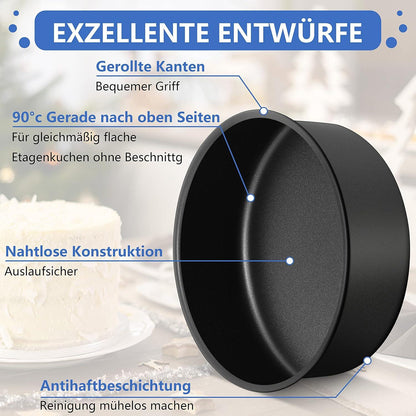 Homikit 20cm Runde Backformen Set, 3-teilig - Edelstahl Tortenform Antihaftbeschichtet