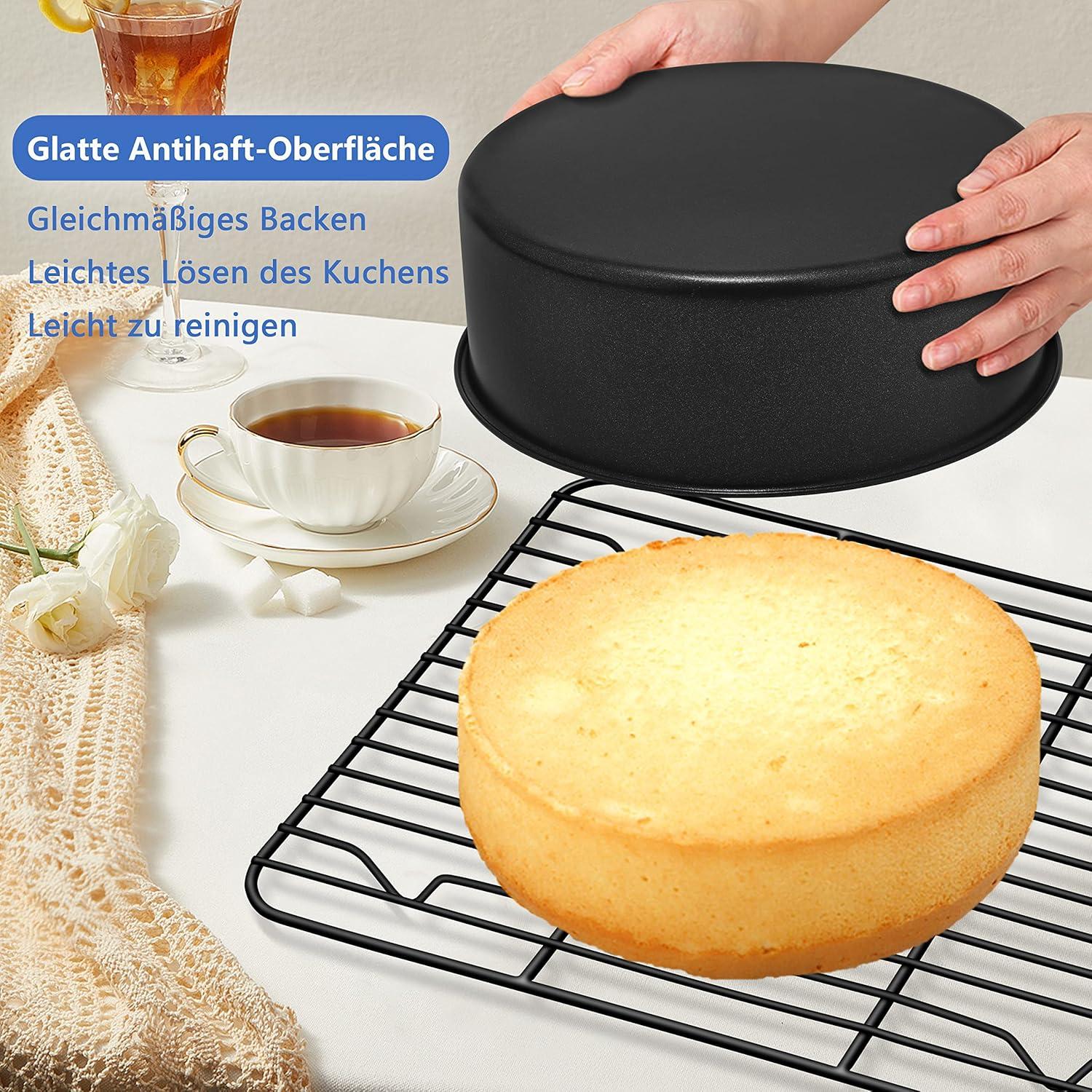 Runde 20cm Edelstahl Backform Set 3-teilig Antihaftbeschichtet