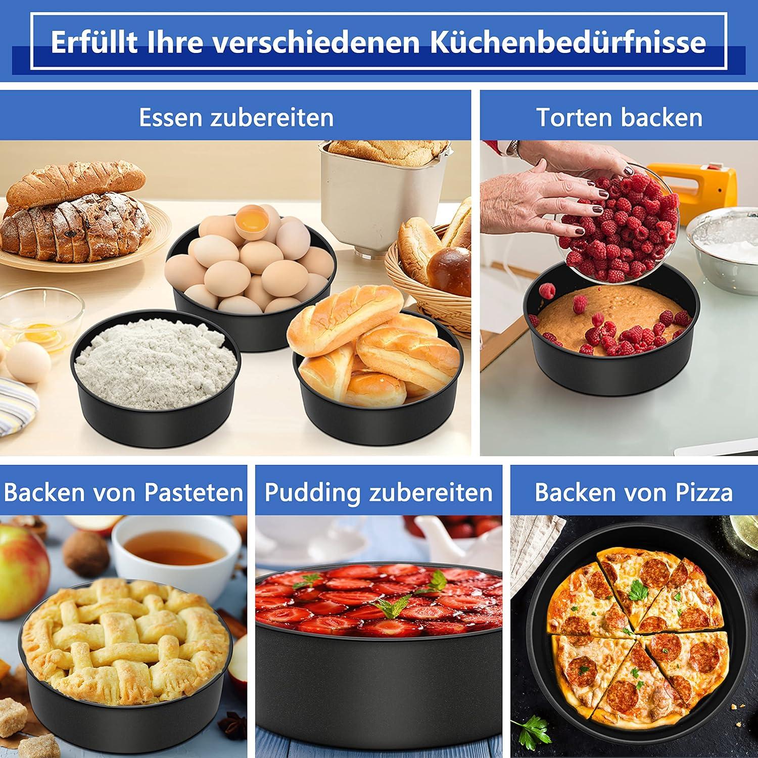 Runde 20cm Edelstahl Backform Set 3-teilig Antihaftbeschichtet