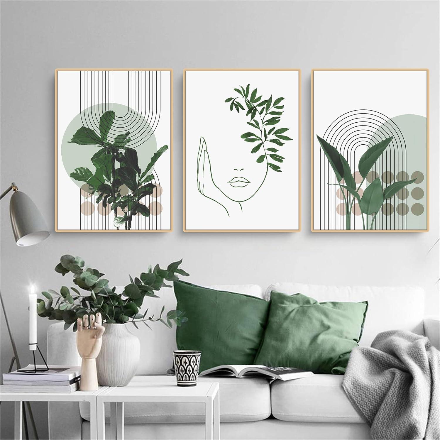3er-Set Bohemian Poster Grüne Pflanze Moderne Wandbilder 40x50cm