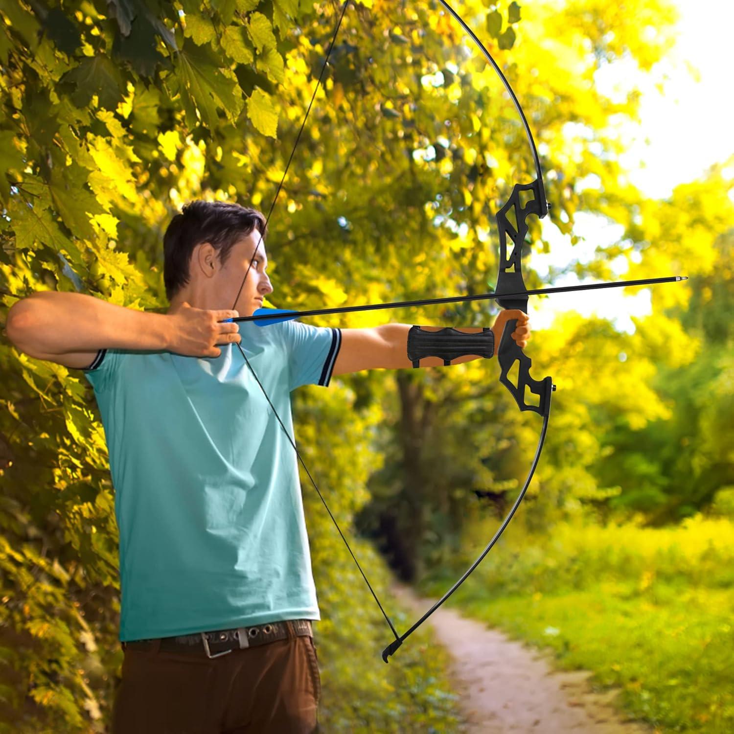 Recurve Bogen Set 30Lbs mit 12 Kohlenstoffpfeilen - Bogenschießen Übungszubehör