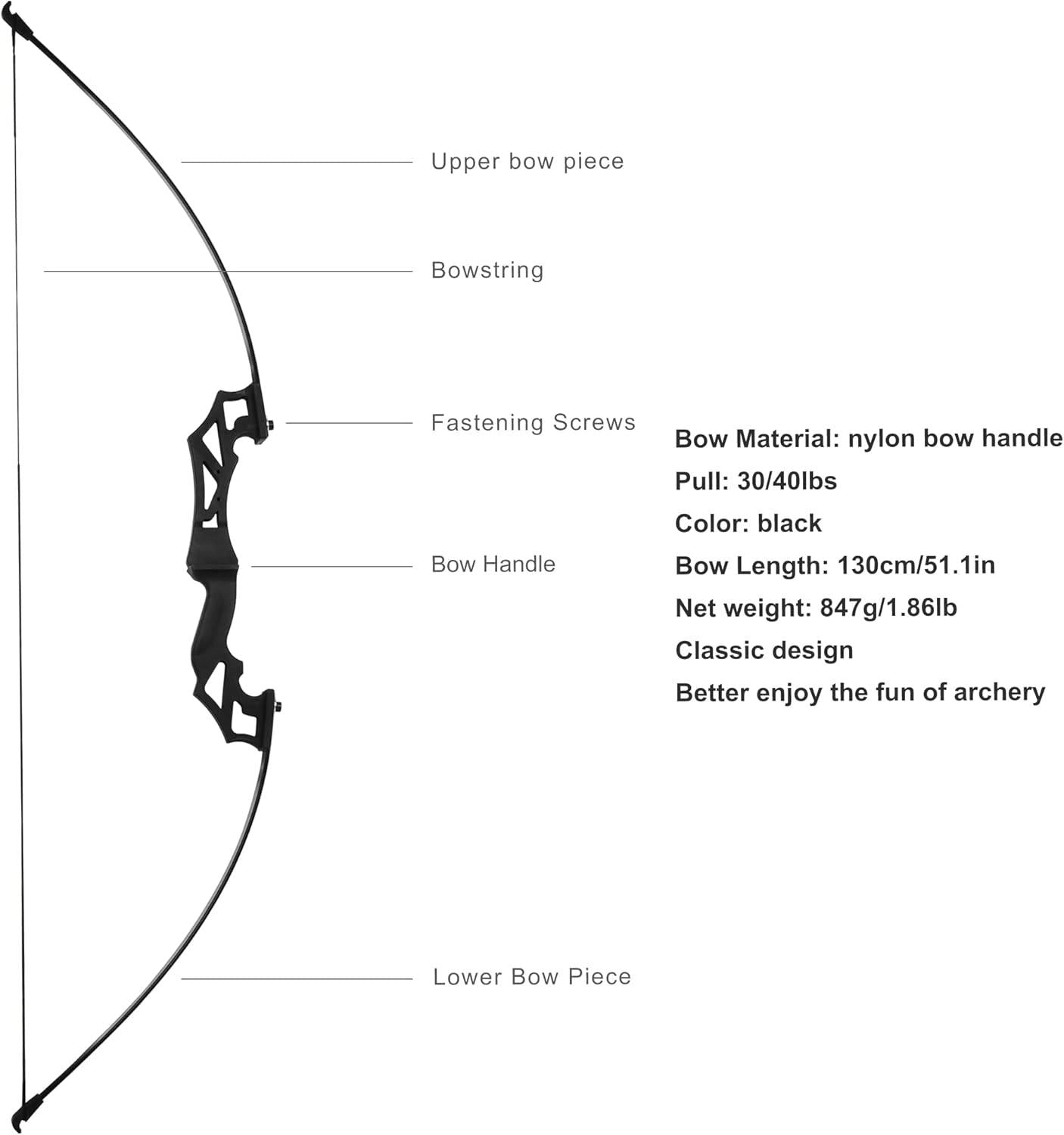 REAWOW Recurve Bogen Set 30 lbs Übungspfeile Zielübungen Bogenschießen