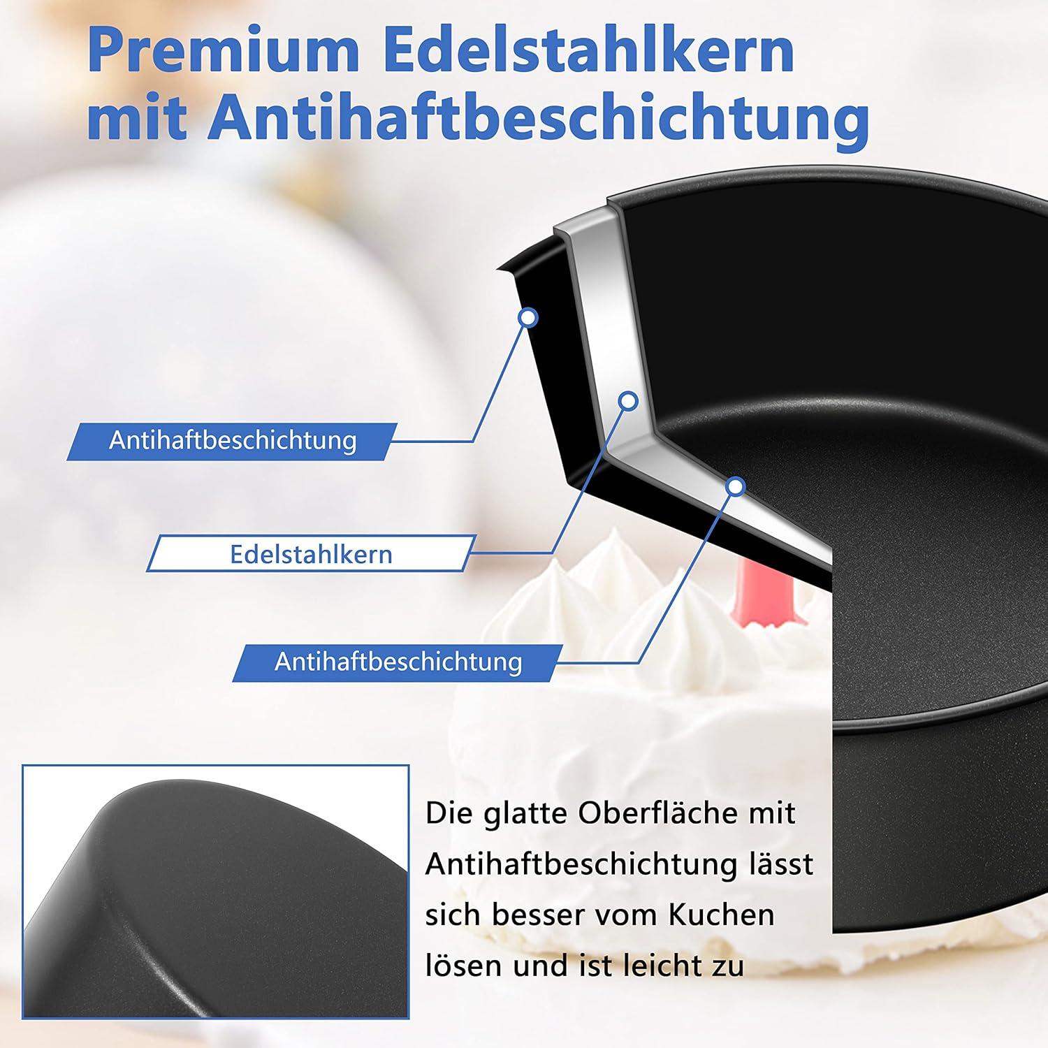 3er Set Runde Kuchenformen Edelstahl Antihaftbeschichtet