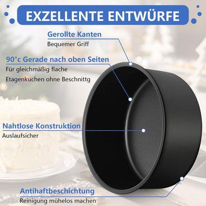 Homikit Edelstahl Runde Backformen Set 16cm Antihaft - 3er Pack