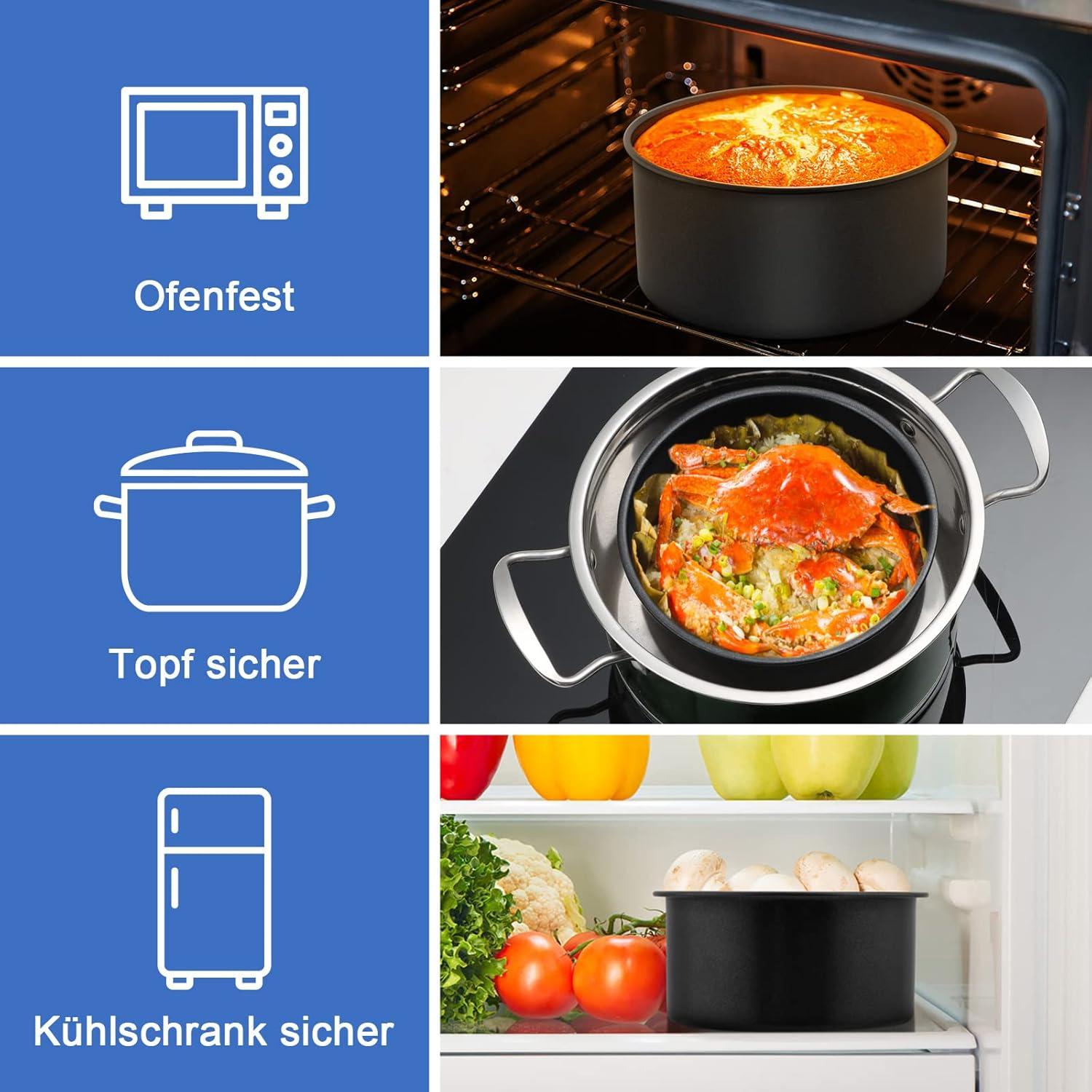 Homikit 3er Set Runde Kuchenform Edelstahl 16cm Antihaftbeschichtet