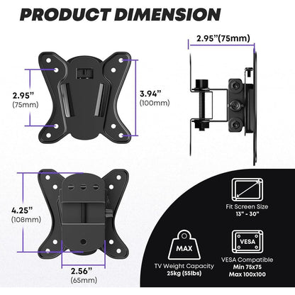 PUTORSEN TV Wandhalterung 13-32 Zoll Schwenkbar Neigbar bis