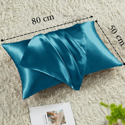 Vielit 2er Set Satin Kissenbezug 50x80 Petrol Haarschonend und luxuriös