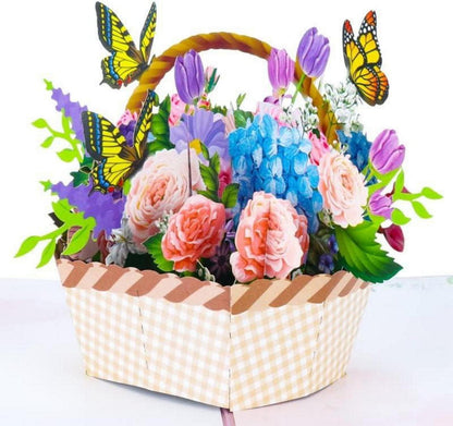 3D Blumen Pop Up Geburtstagskarte mit Nelkenkorb, Grußkarte für