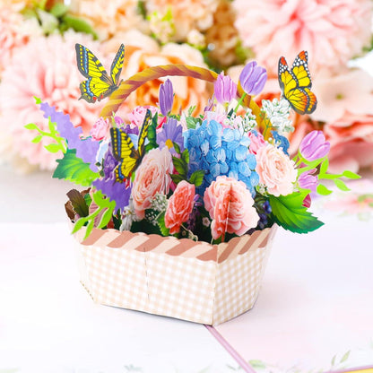3D Blumen Pop Up Geburtstagskarte mit Nelkenkorb, Grußkarte für