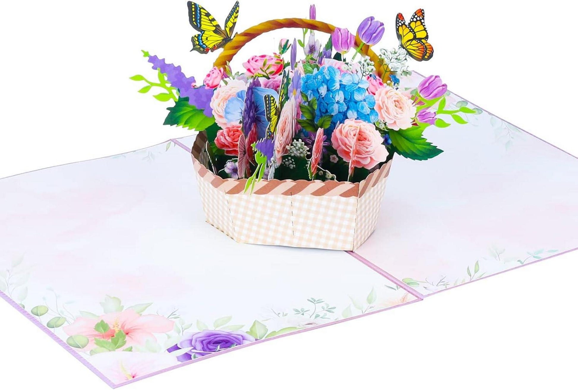 Heyu-Lotus Blumen 3D Pop Up Geburtstagskarte für Frau, Nelkenkorb Grußkarte