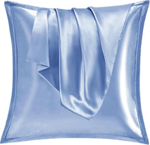 Satin Kissenbezug 80x80 Set 2er Silk Seidenkissenbezug Curly Haar Blau