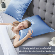 Satin Kissenbezug 80x80 2er Set Blau Weich Seidenkissenbezug