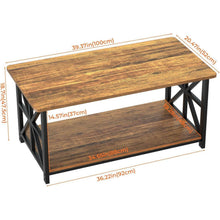 Couchtisch mit Stauraum, 100cm, Holz & Metall, Braun