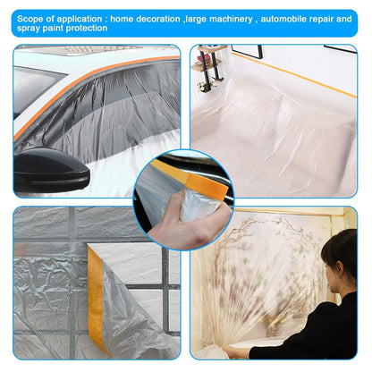 Hejo Maler Abdeckfolie 6 Rollen 20m x 55cm Transparent mit Klebeband und Schere