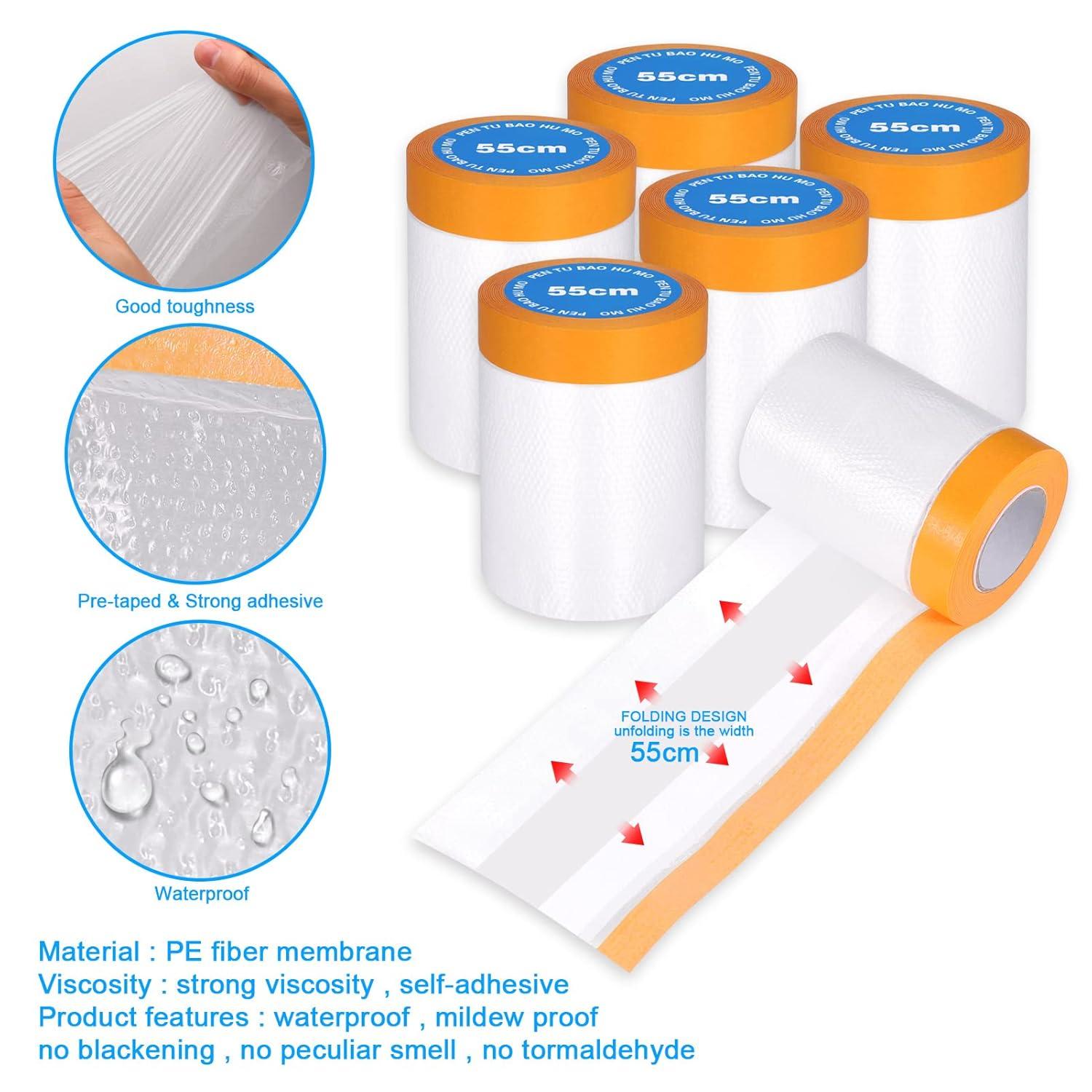 Abdeckfolie Maler 6 Rollen 20m x 55cm Klebeband Transparent Wandfarbe Autolack