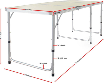 Klappbarer Campingtisch höhenverstellbar MDF Aluminium Garten
