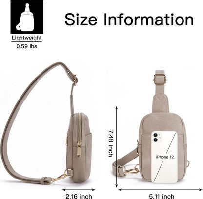 Moderne Damen Mini Crossbody Bag Grau Kunstleder Magnetverschluss