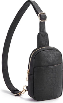 Kleine schwarze Crossbody Bag aus Kunstleder für Damen