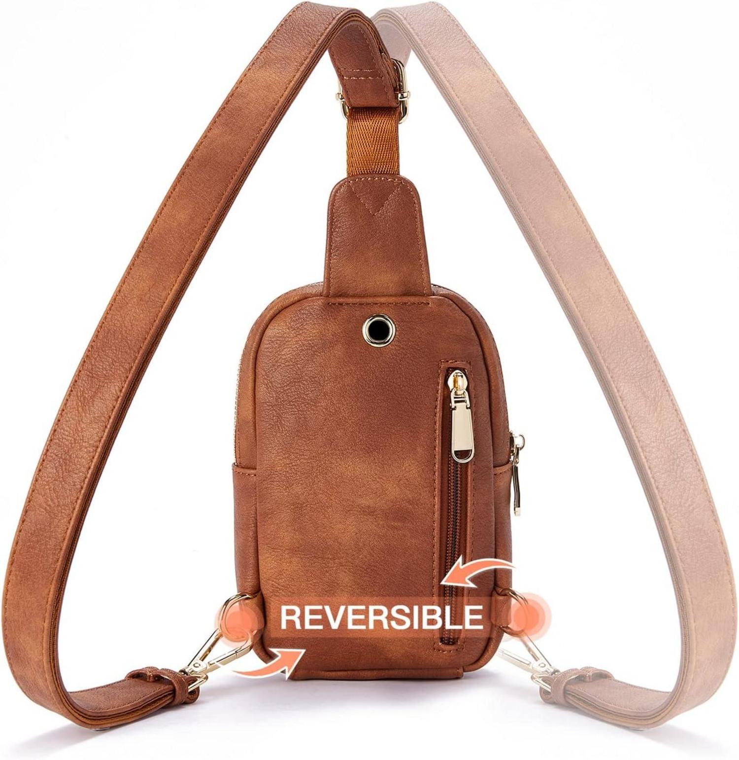 Telena Damen Klein Crossbody Bag Kunstleder Schultertasche Braun
