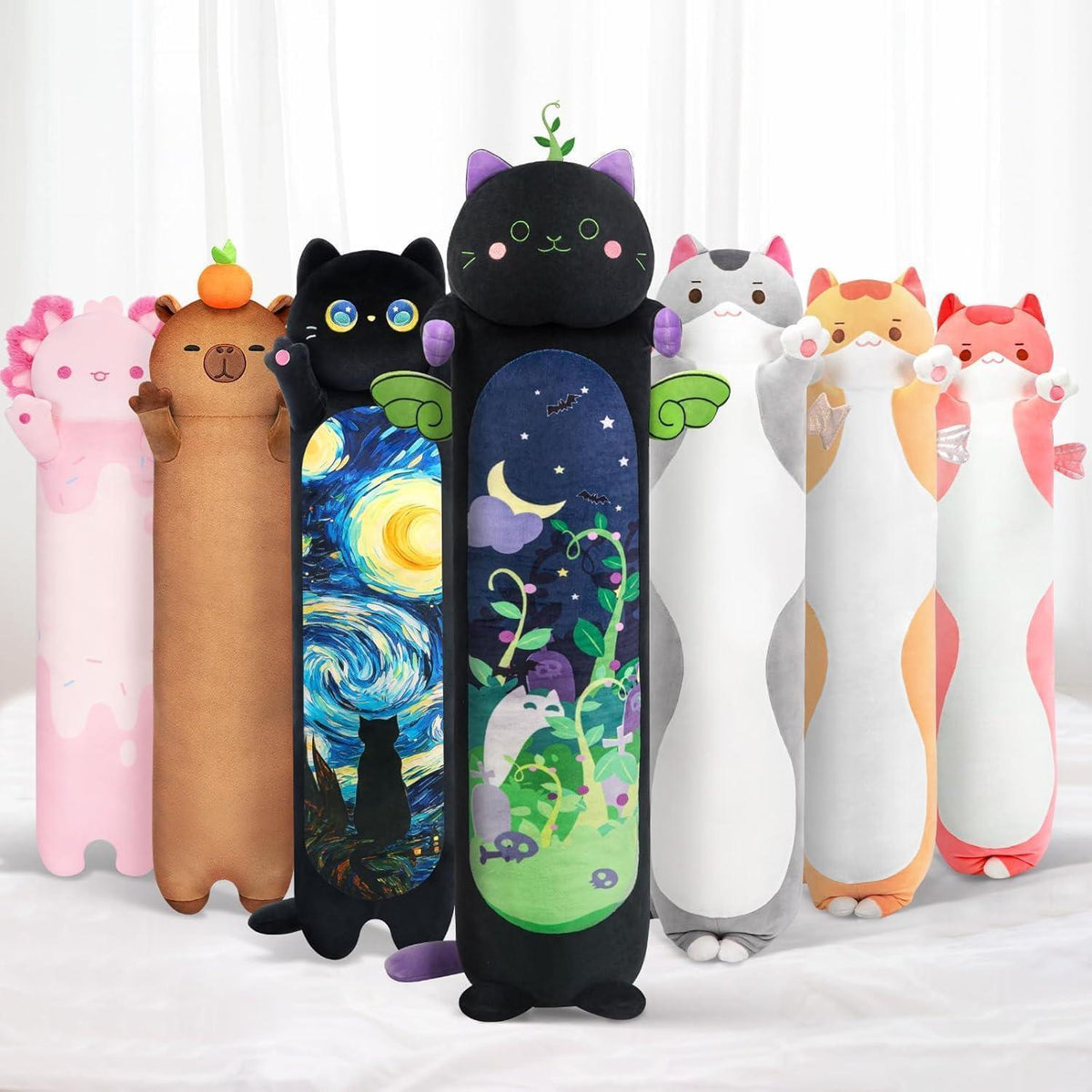 50cm Minzkatze Kuscheltier – Kawaii Plüschkissen Schwarz