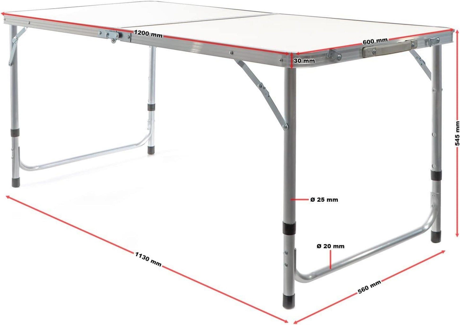 Klapptisch Campingtisch höhenverstellbar Aluminium MDF 120x60x70cm