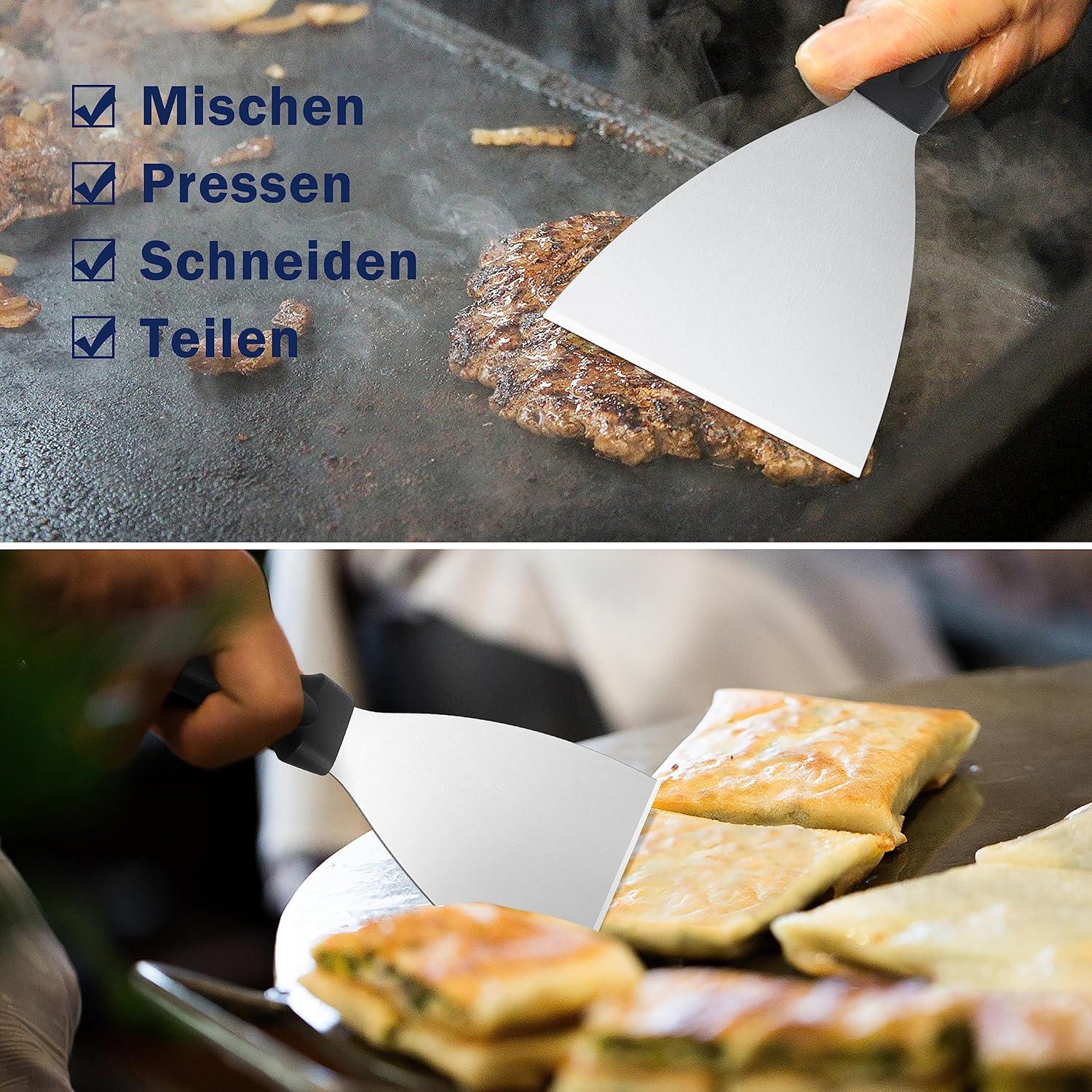 Grillspachtel Set Edelstahl BBQ Grillen Steak Teppanyaki Fleisch