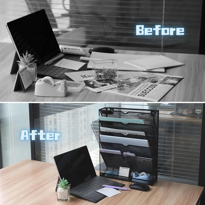 Metallnetz Zeitschriftenhalter Wand 6 Fächer A4 Büro Hängeorganizer