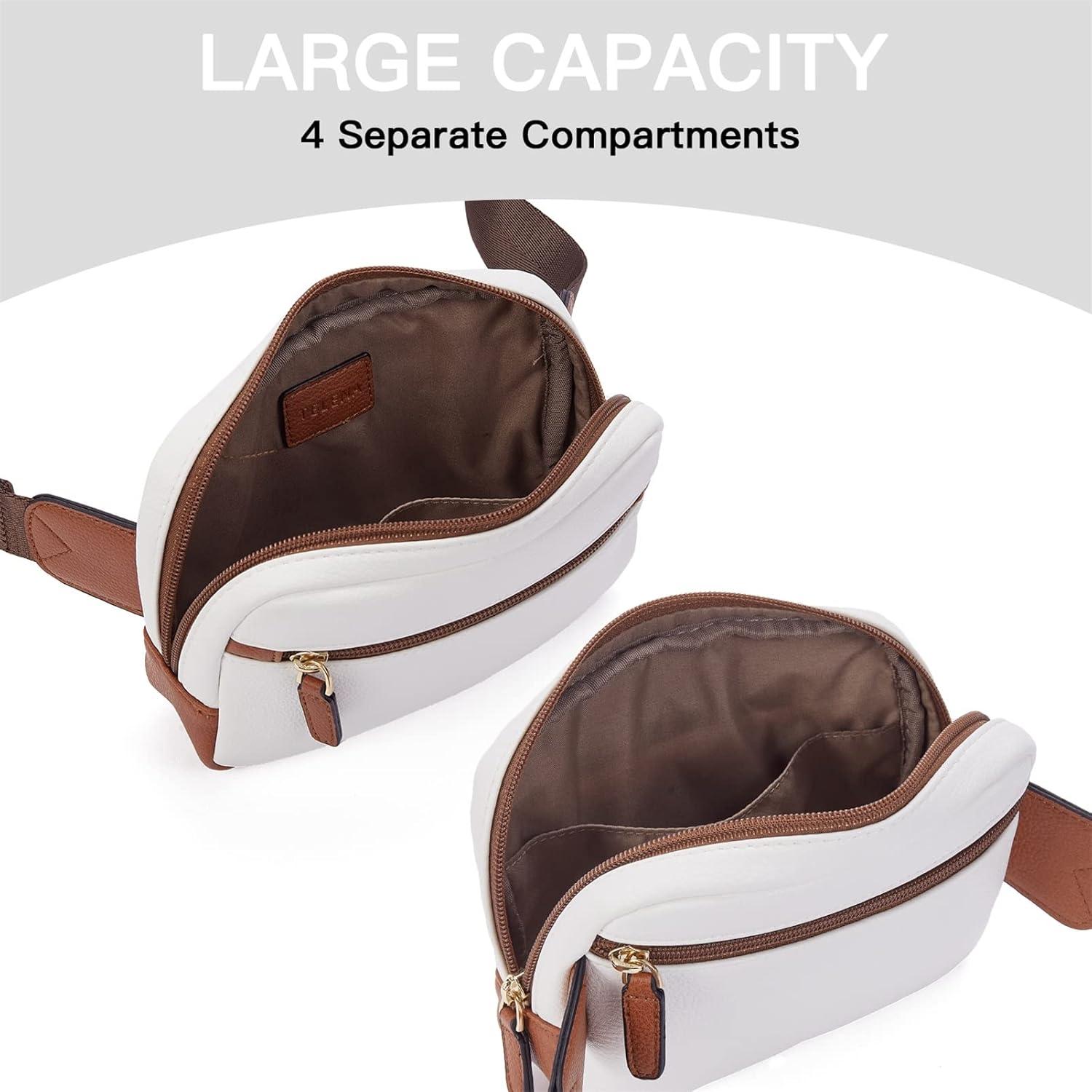 Telena Damen Gürteltasche PU Leder Umhängetasche Stylisch Brusttasche Braun