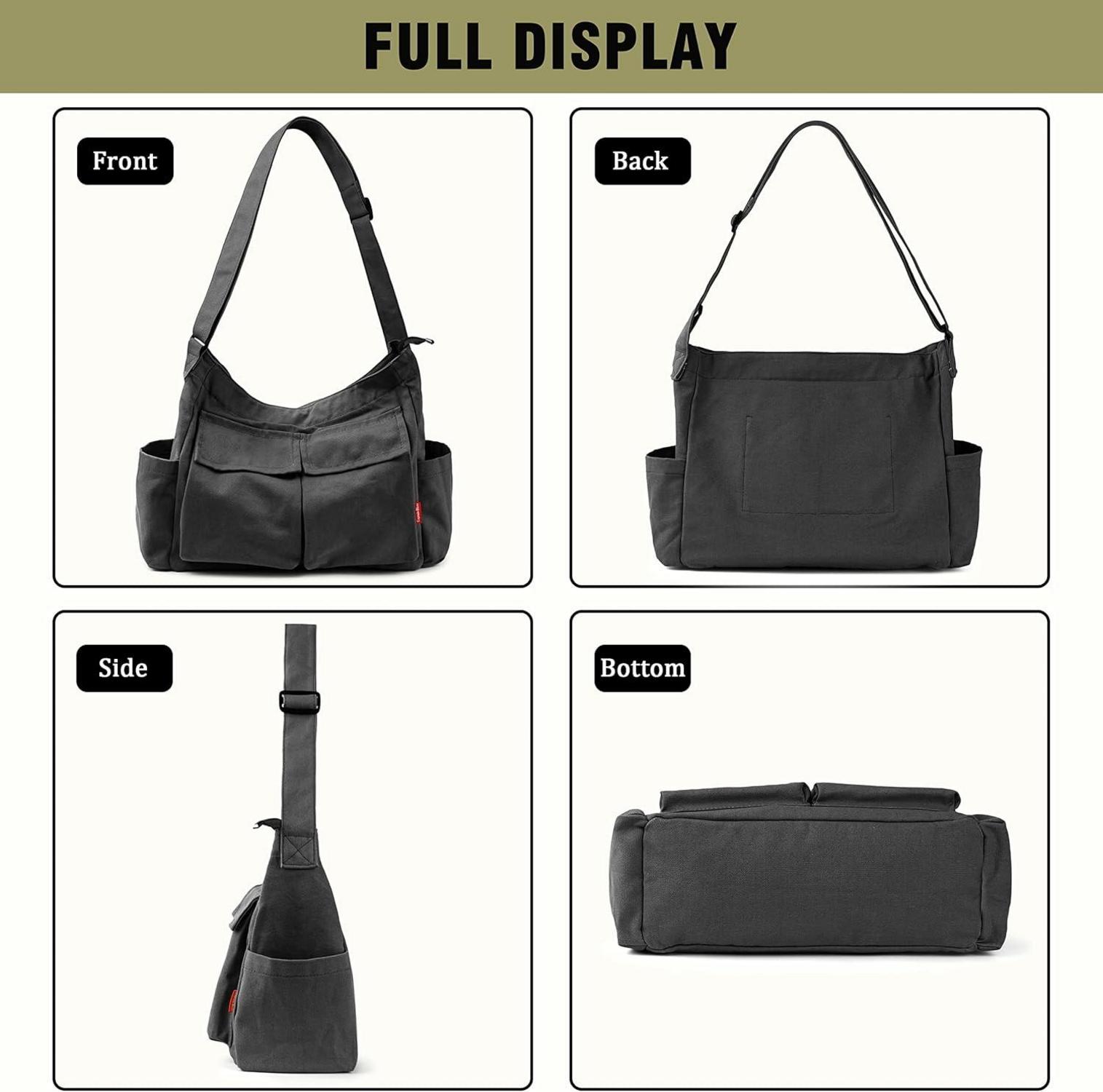 Große Canvas Messenger Bag Umhängetasche Crossbody Schulter Tote Hobo