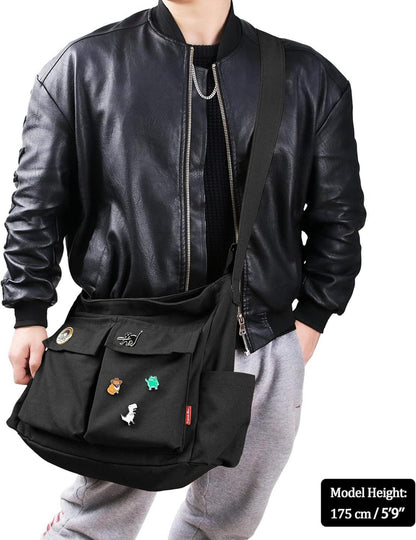 Große Canvas Messenger Bag Umhängetasche Crossbody Schulter Tote Hobo