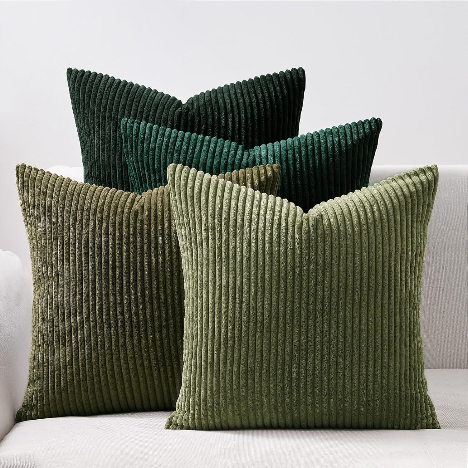 Topfinel Kissenbezug Dunkelgrüne Kordsamt 4er Set 40x40cm deco Sofa