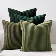 Topfinel Kissenbezug Dunkelgrüne Kordsamt 4er Set 40x40cm deco Sofa