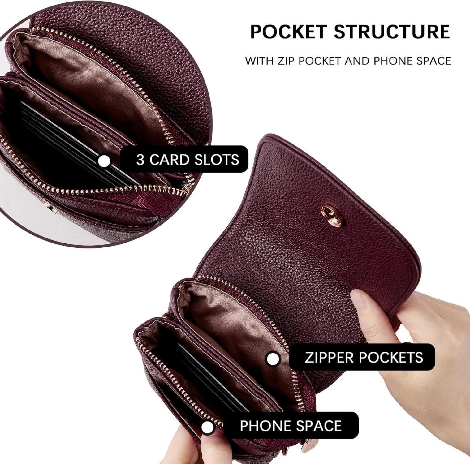 Handytasche Umhängetasche Damen PU Leder Rot etui 6,5 Zoll Smartphone