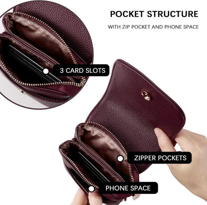 Handytasche Umhängetasche Damen PU Leder Rot etui 6,5 Zoll Smartphone