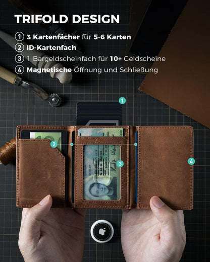 RFID-Schutz Geldbörse mit Münzfach | Kartenetui Herren | Braun