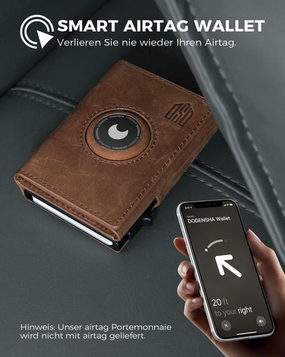 DODENSHA Airtag Wallet RFID Schutz Slim Wallet Braun