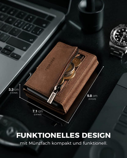 DODENSHA Airtag Wallet RFID Slim Kreditkartenetui Herren Braun