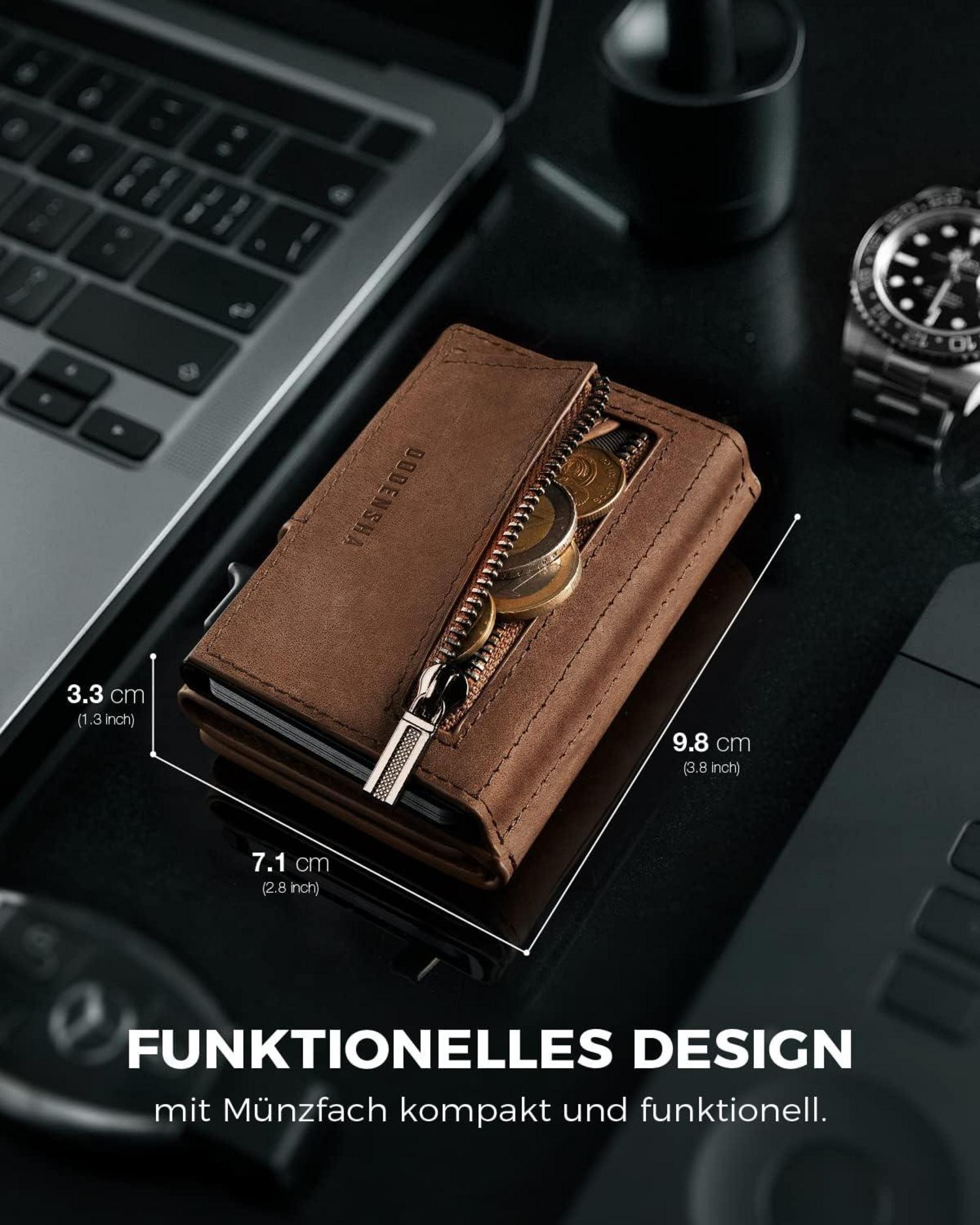DODENSHA Airtag Wallet RFID Slim Kreditkartenetui Herren Braun