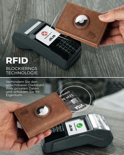 DODENSHA Airtag Wallet RFID Slim Kreditkartenetui Herren Braun
