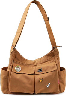 Canvas Crossbody Bag mit mehreren Fächern - Große Messenger Tasche