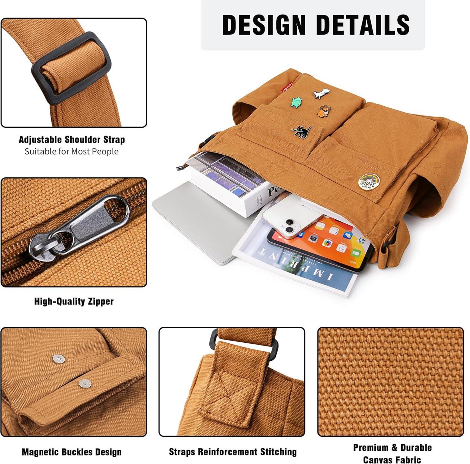Canvas Messenger Bag Umhängetasche Crossbody Schulter Tote