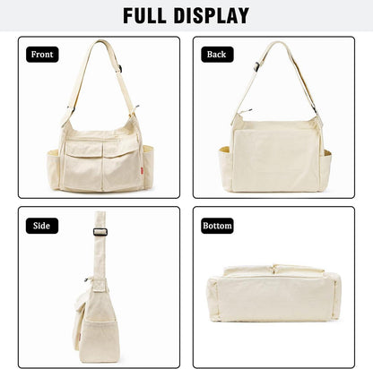 Canvas Messenger Bag Umhängetasche Crossbody Tote Hobo für Damen und Herren