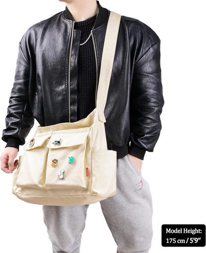 Canvas Messenger Bag Umhängetasche Crossbody Tote Hobo für Damen und Herren