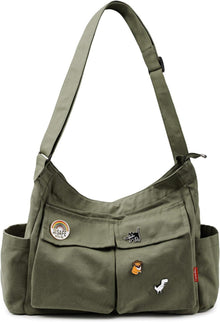 Canvas Crossbody Umhängetasche mit mehreren Fächern für Frauen und