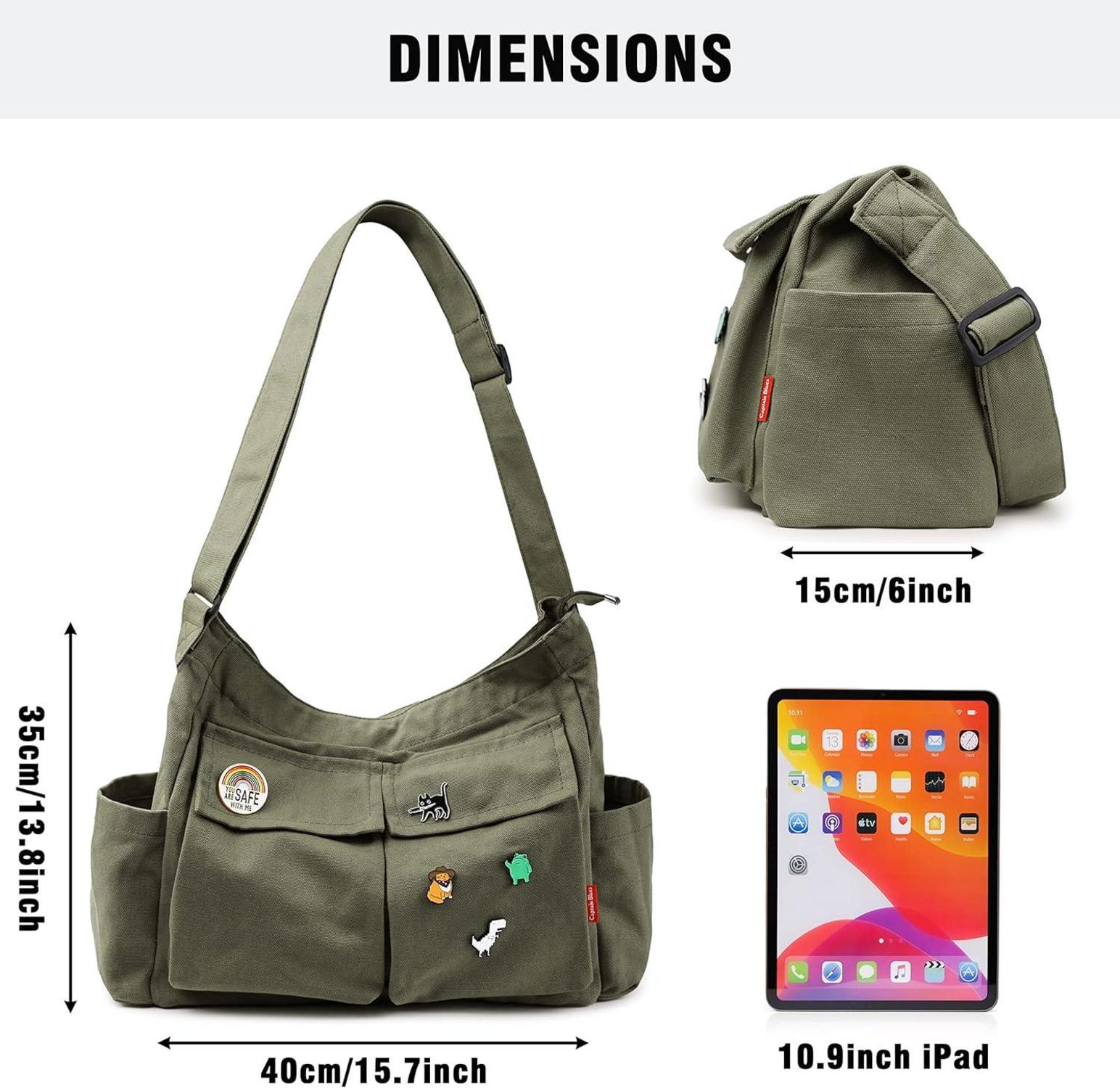 Canvas Crossbody Umhängetasche mit mehreren Fächern für Frauen und