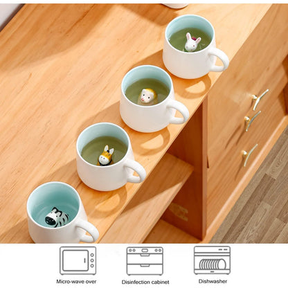 Keramiktasse Esel mit Deckel & Löffel – Süße Kaffeetasse Geschenk
