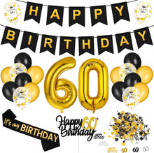60. Geburtstag Deko Luftballons Schwarz Gold Happy Birthday