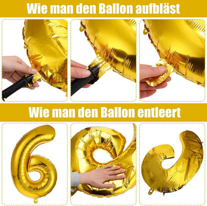 Heyu-Lotus 60. Geburtstag Deko Luftballons Schwarz Gold mit Happy Birthday Girlande