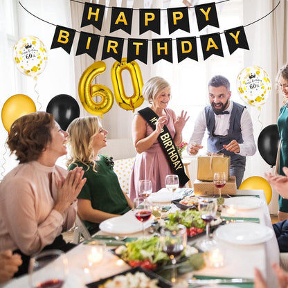 Geburtstag Deko Luftballons Schwarz Gold Frauen Männer Happy Birthday