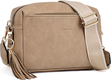 Damen Umhängetasche Veganem Leder Crossbody mit 3